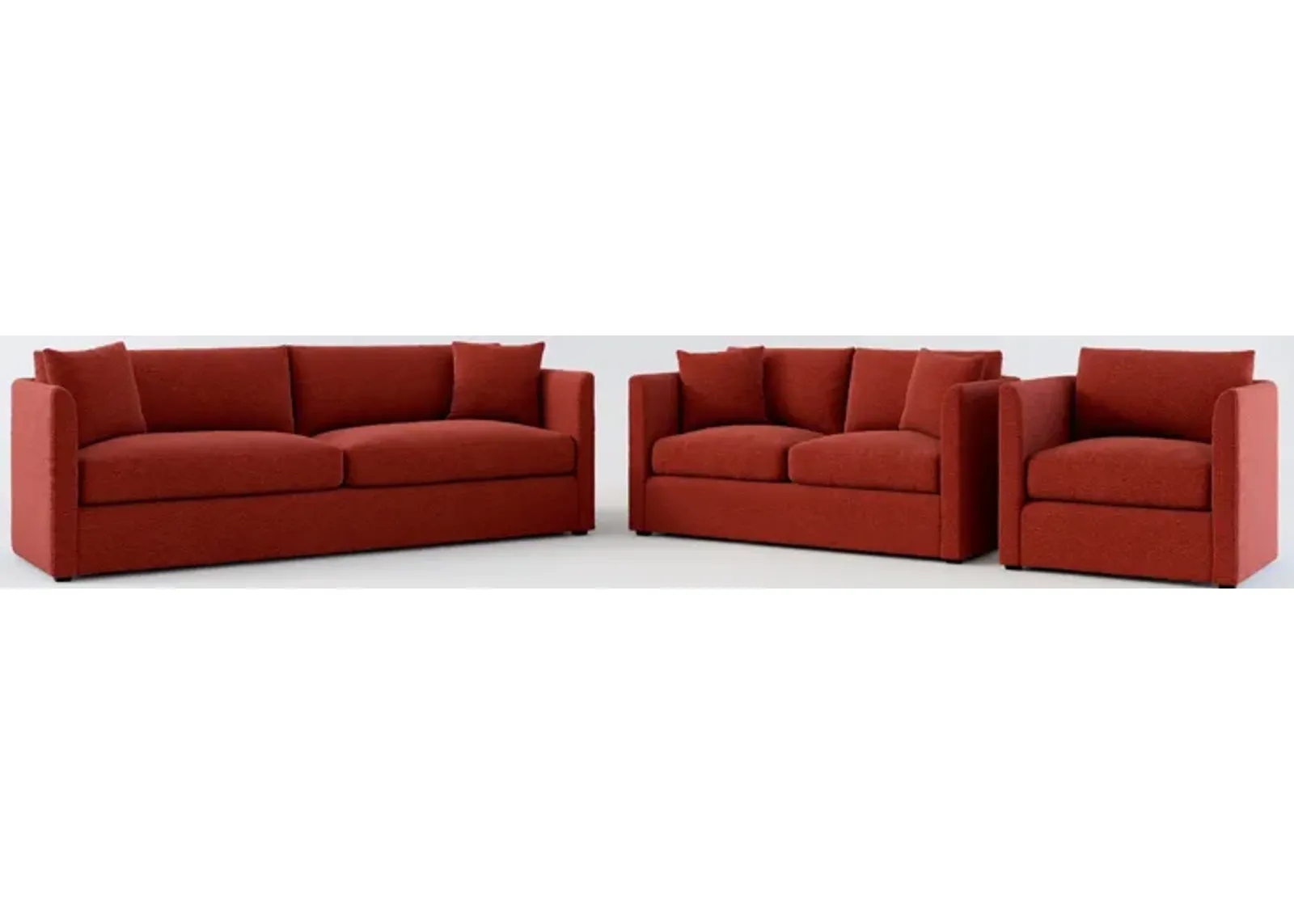 Benji Foam Comfort Sofa, Loveseat and Chair Set - Bloke Brick