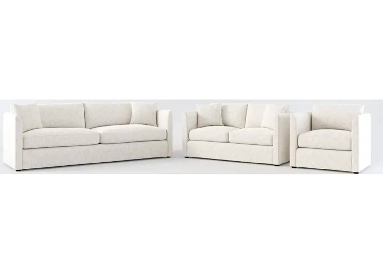 Benji Foam Comfort Sofa, Loveseat and Chair Set - P.T. Cream