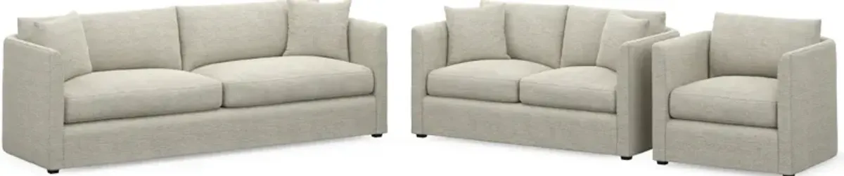 Benji Foam Comfort Sofa, Loveseat and Chair Set - Merino Chalk