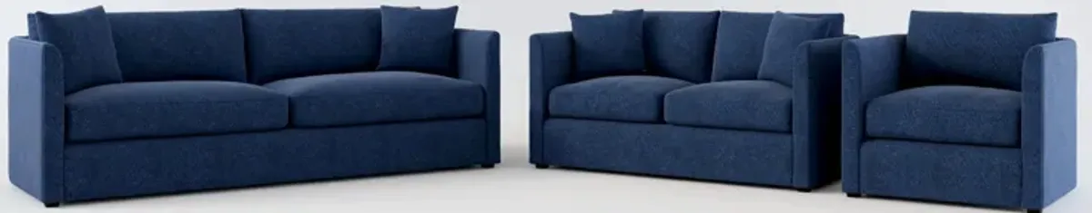 Benji Foam Comfort Sofa, Loveseat and Chair Set - Oslo Navy