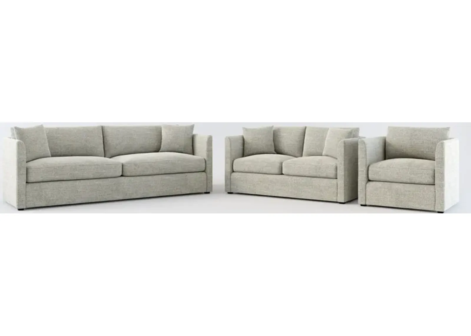 Benji Foam Comfort Sofa, Loveseat and Chair Set - Pandora Pepper