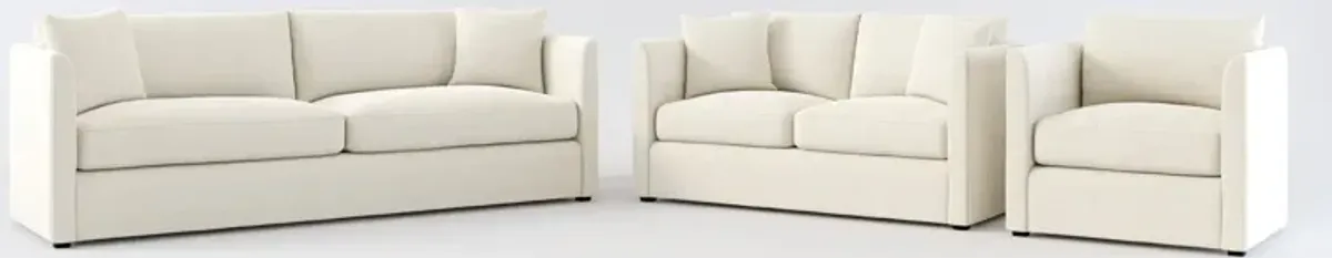 Benji Foam Comfort Sofa, Loveseat and Chair Set - Curious Pearl