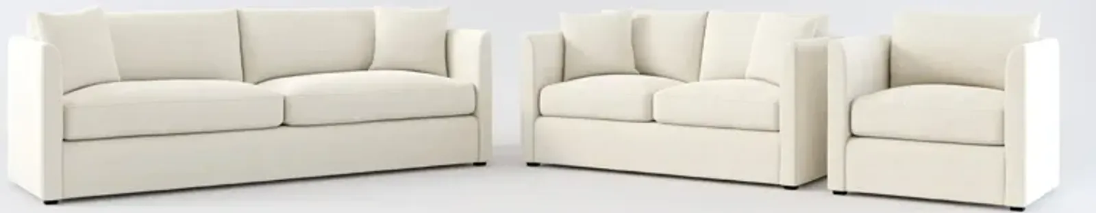 Benji Foam Comfort Sofa, Loveseat and Chair Set - Curious Pearl