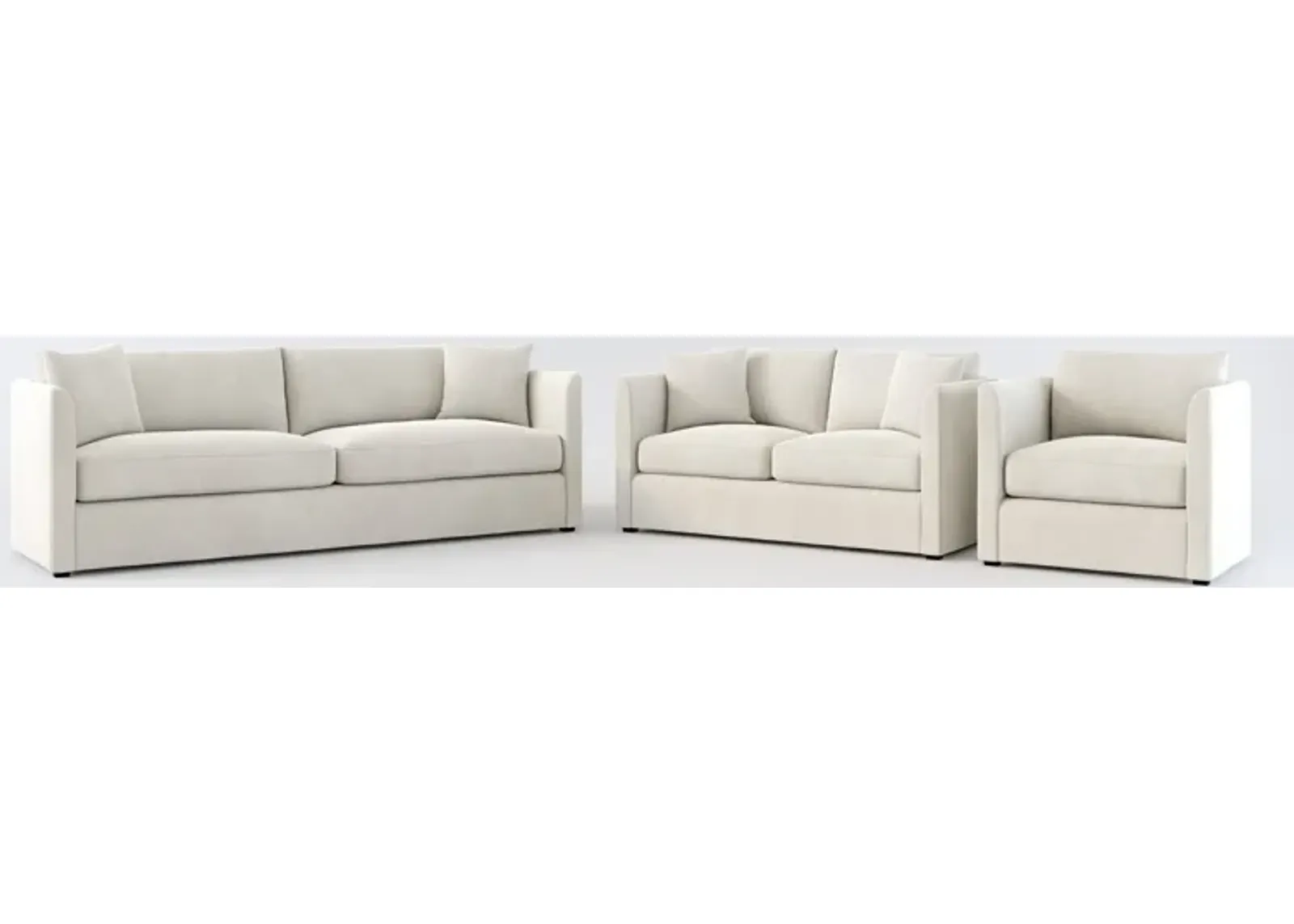 Benji Foam Comfort Sofa, Loveseat and Chair Set - Laurent Beach