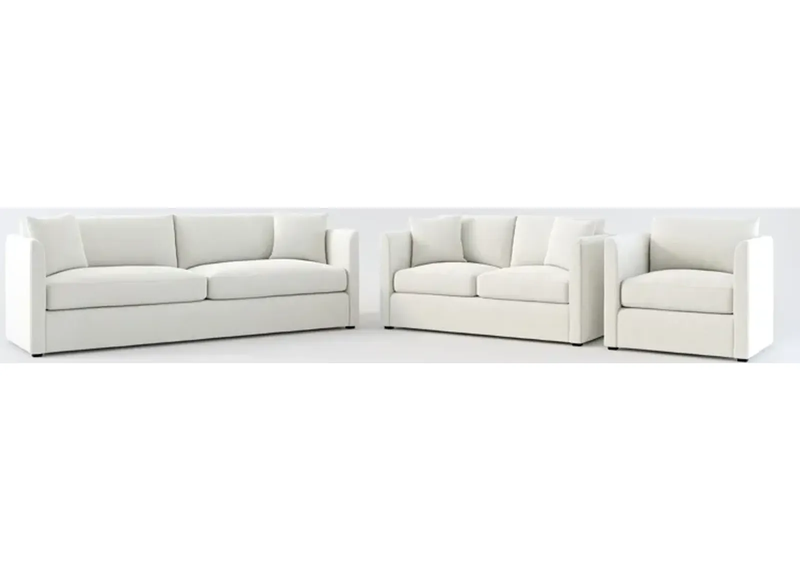 Benji Foam Comfort Sofa, Loveseat and Chair Set - Oslo Snow