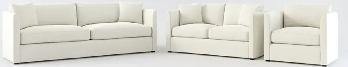 Benji Foam Comfort Sofa, Loveseat and Chair Set - Anders Ivory