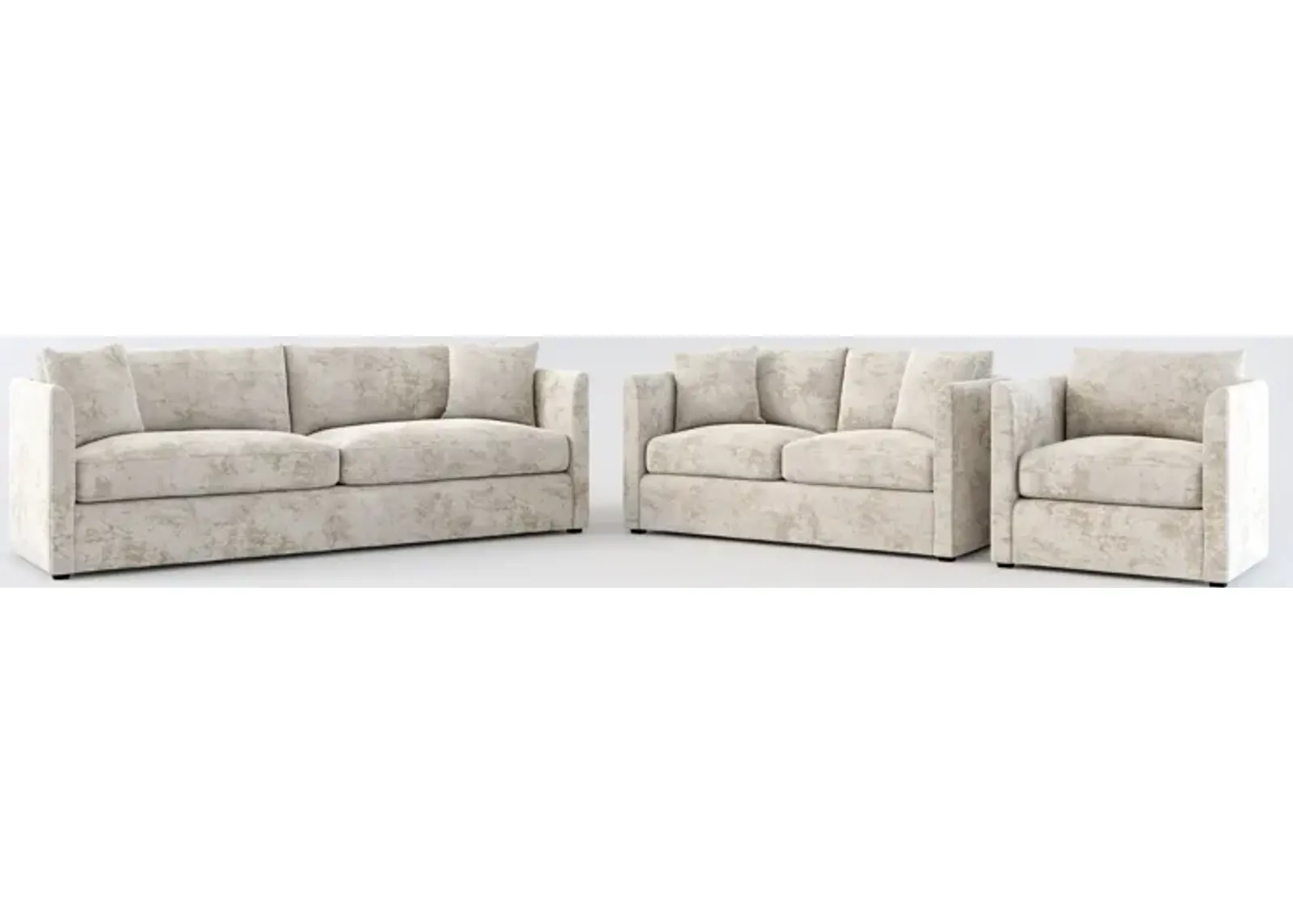 Benji Foam Comfort Sofa, Loveseat and Chair Set - Hearth Cement