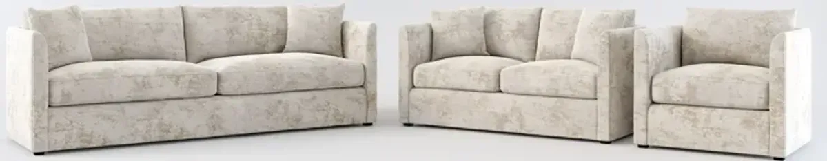 Benji Foam Comfort Sofa, Loveseat and Chair Set - Hearth Cement