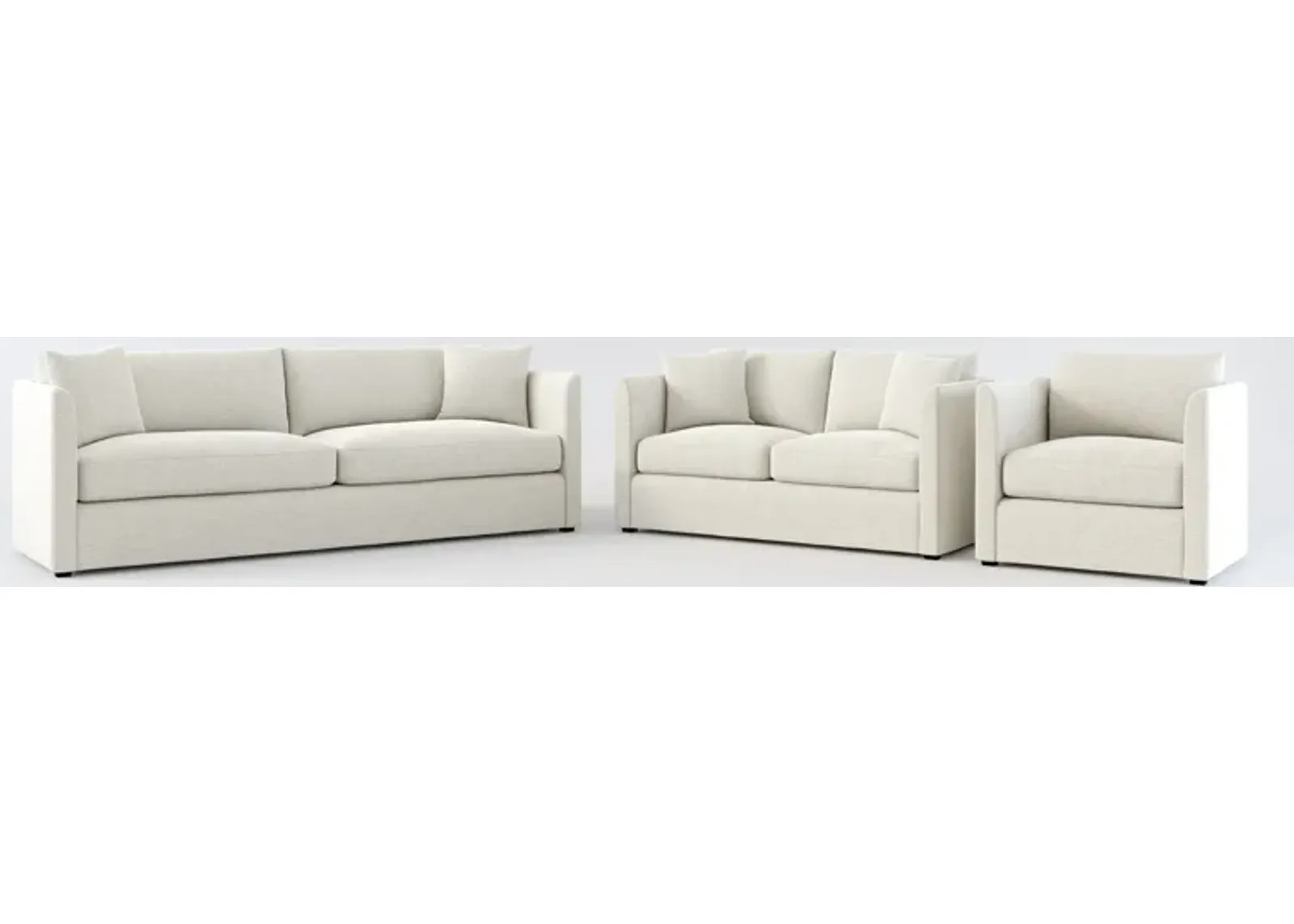 Benji Foam Comfort Sofa, Loveseat and Chair Set - Everton Grey