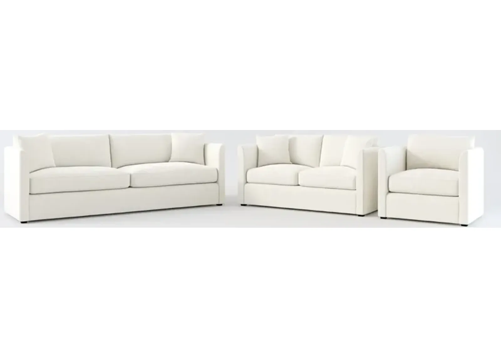 Benji Foam Comfort Sofa, Loveseat and Chair Set - Living Large White