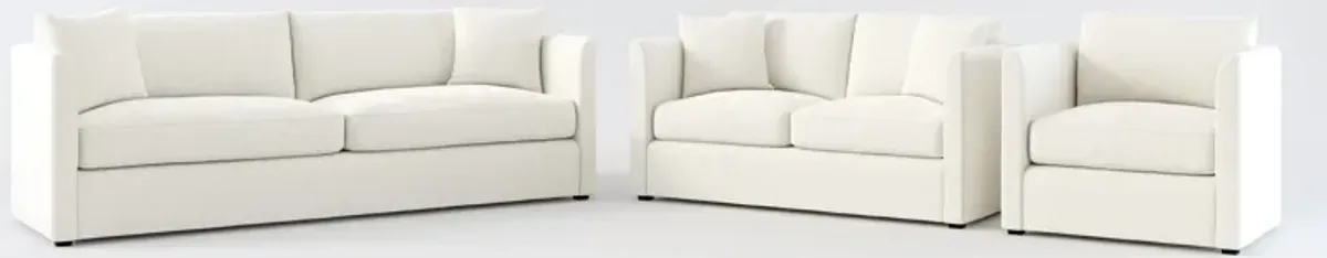 Benji Foam Comfort Sofa, Loveseat and Chair Set - Living Large White