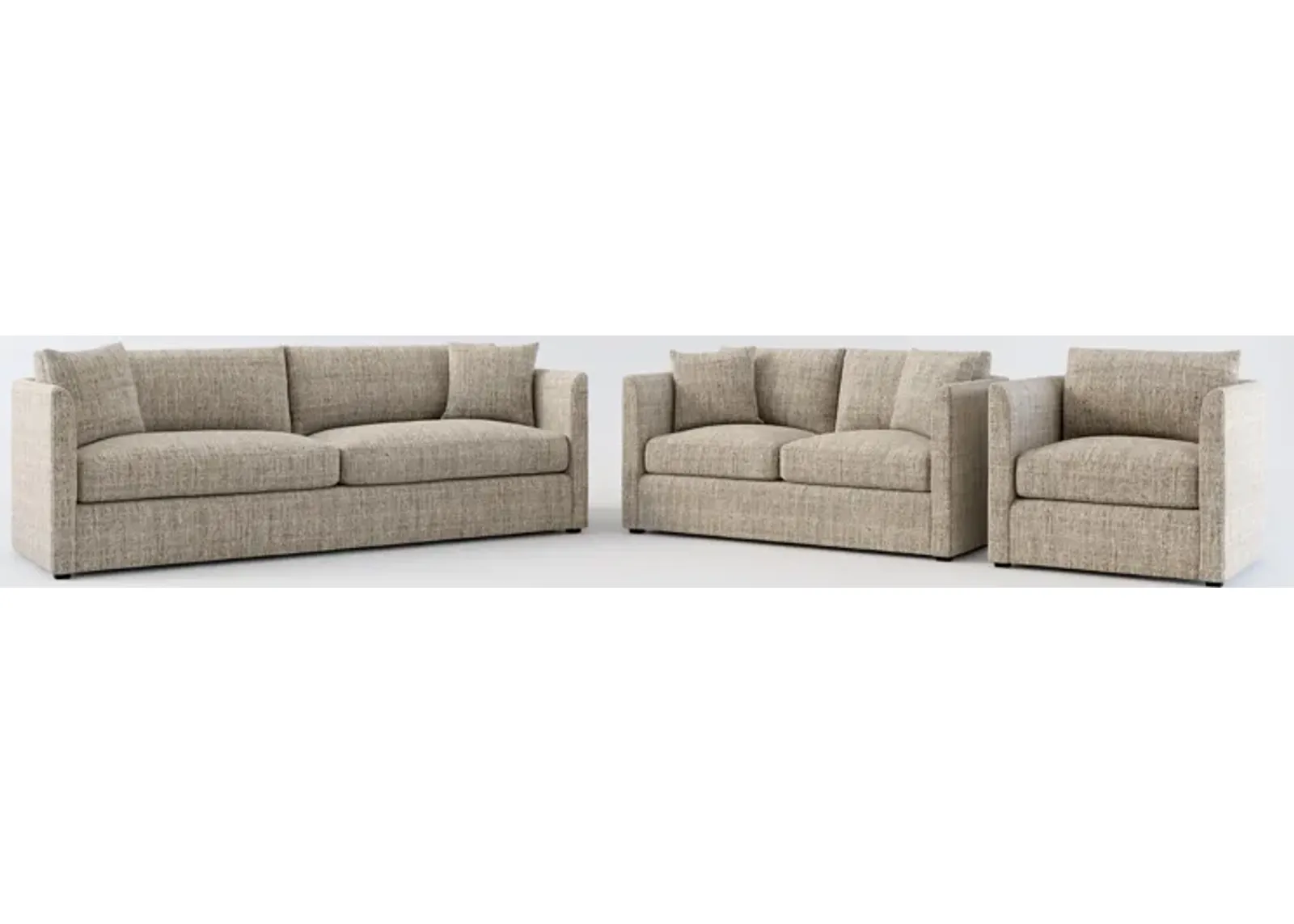 Benji Foam Comfort Sofa, Loveseat and Chair Set - Mason Flint