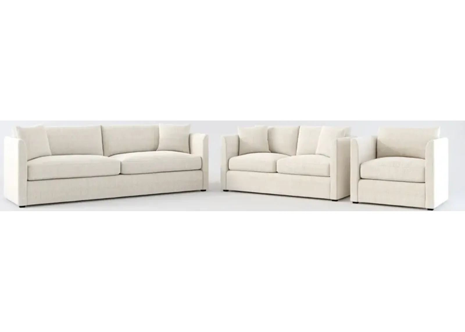 Benji Foam Comfort Sofa, Loveseat and Chair Set - Mason Porcelain