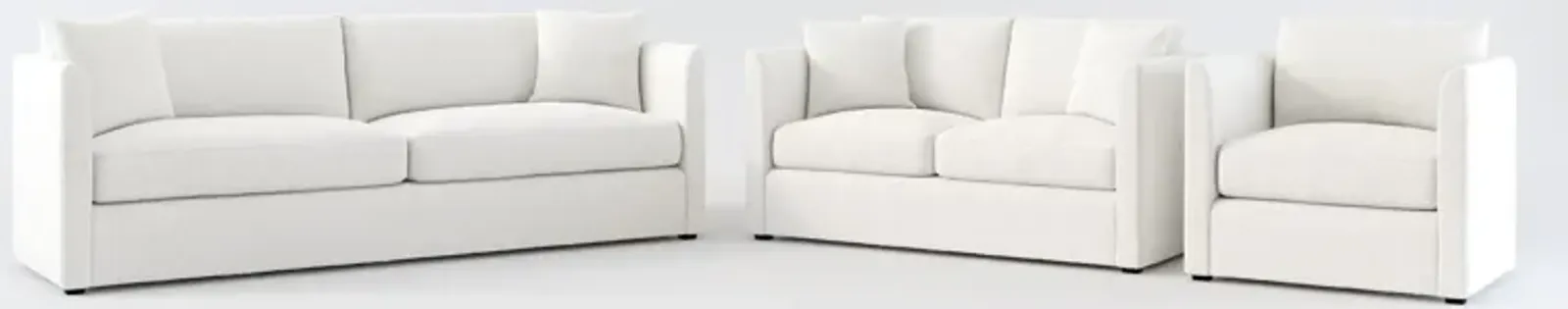 Benji Foam Comfort Sofa, Loveseat and Chair Set - Bloke Snow