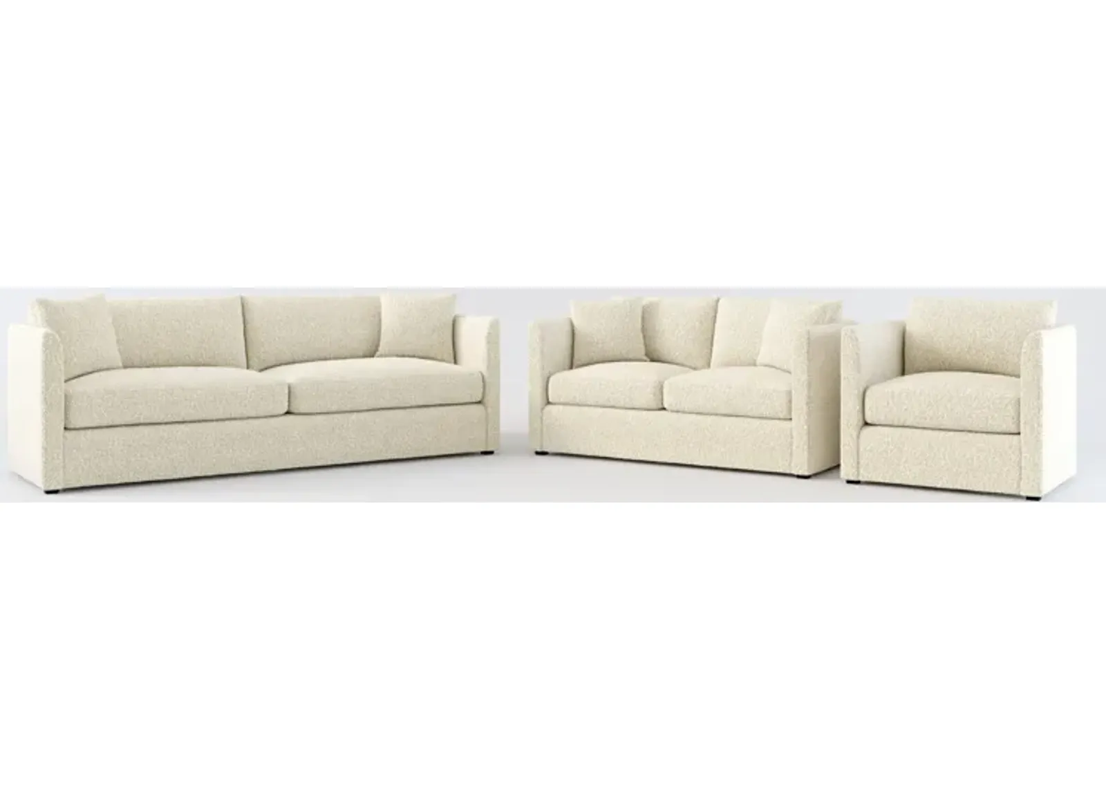 Benji Foam Comfort Sofa, Loveseat and Chair Set - Bloke Cotton