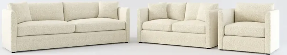 Benji Foam Comfort Sofa, Loveseat and Chair Set - Bloke Cotton