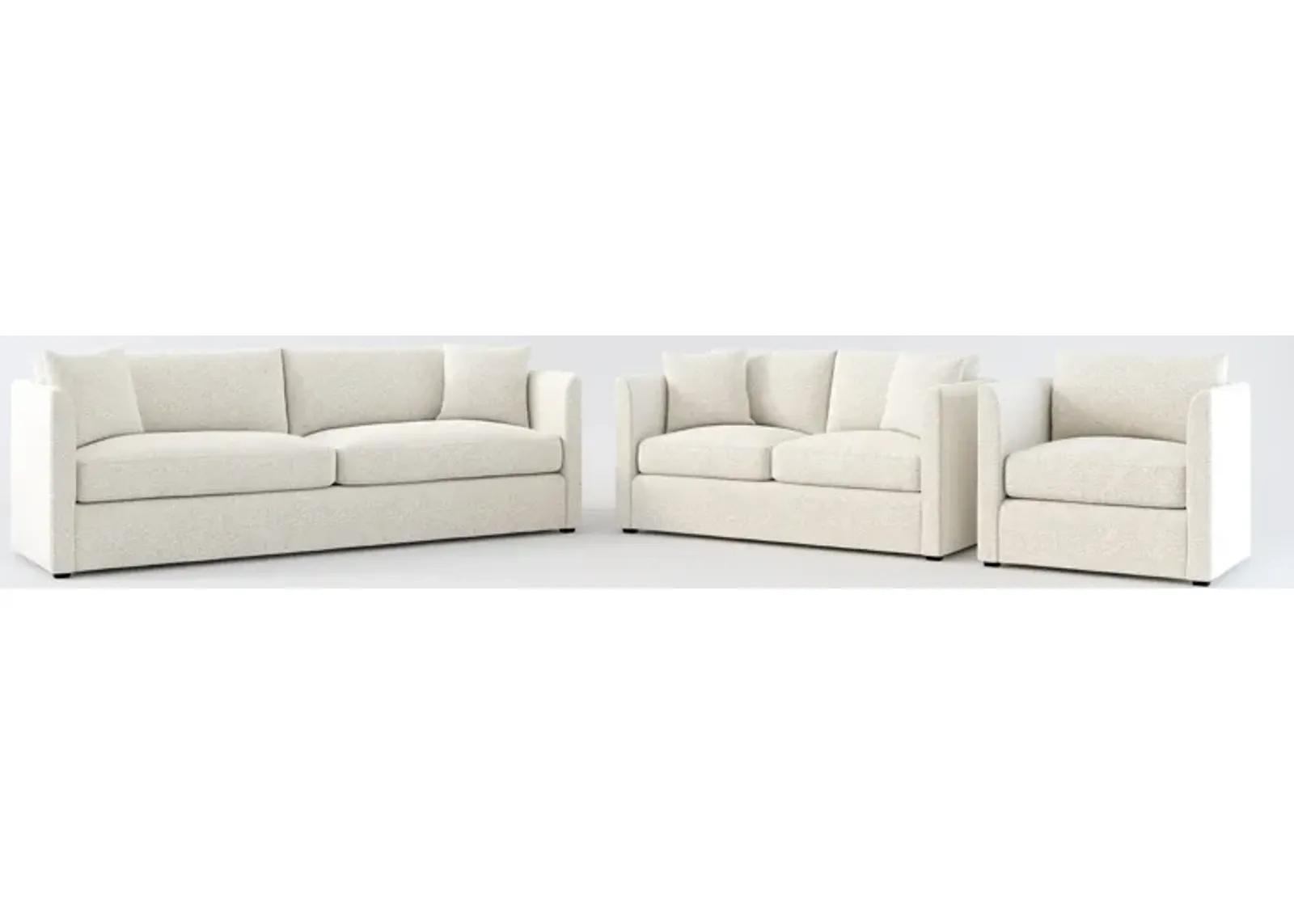 Benji Foam Comfort Sofa, Loveseat and Chair Set - Muse Stone