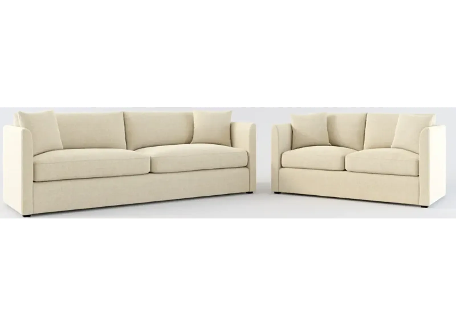 Benji Foam Comfort Sofa and Loveseat Set - Broderick Sand