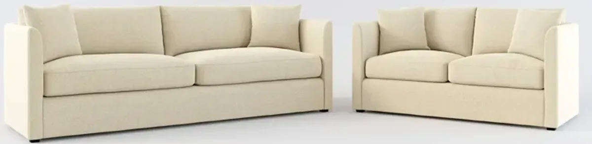 Benji Foam Comfort Sofa and Loveseat Set - Broderick Sand