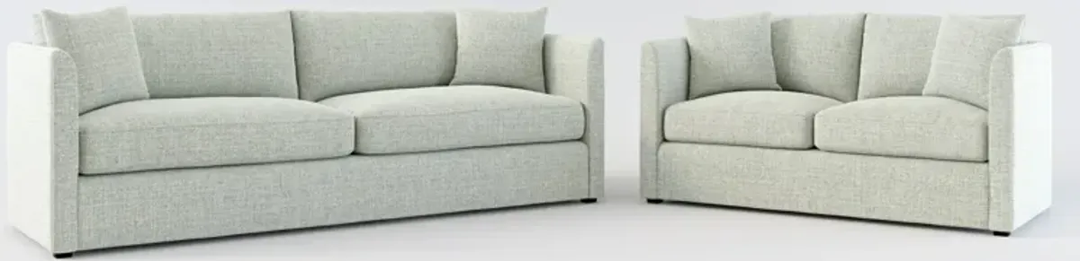 Benji Foam Comfort Sofa and Loveseat Set - Broderick Sea Glass