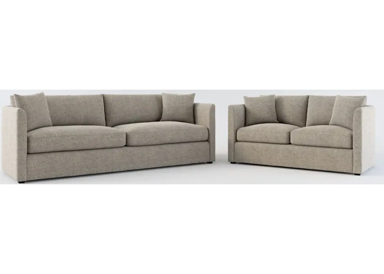 Benji Foam Comfort Sofa and Loveseat Set - Bridger Metal