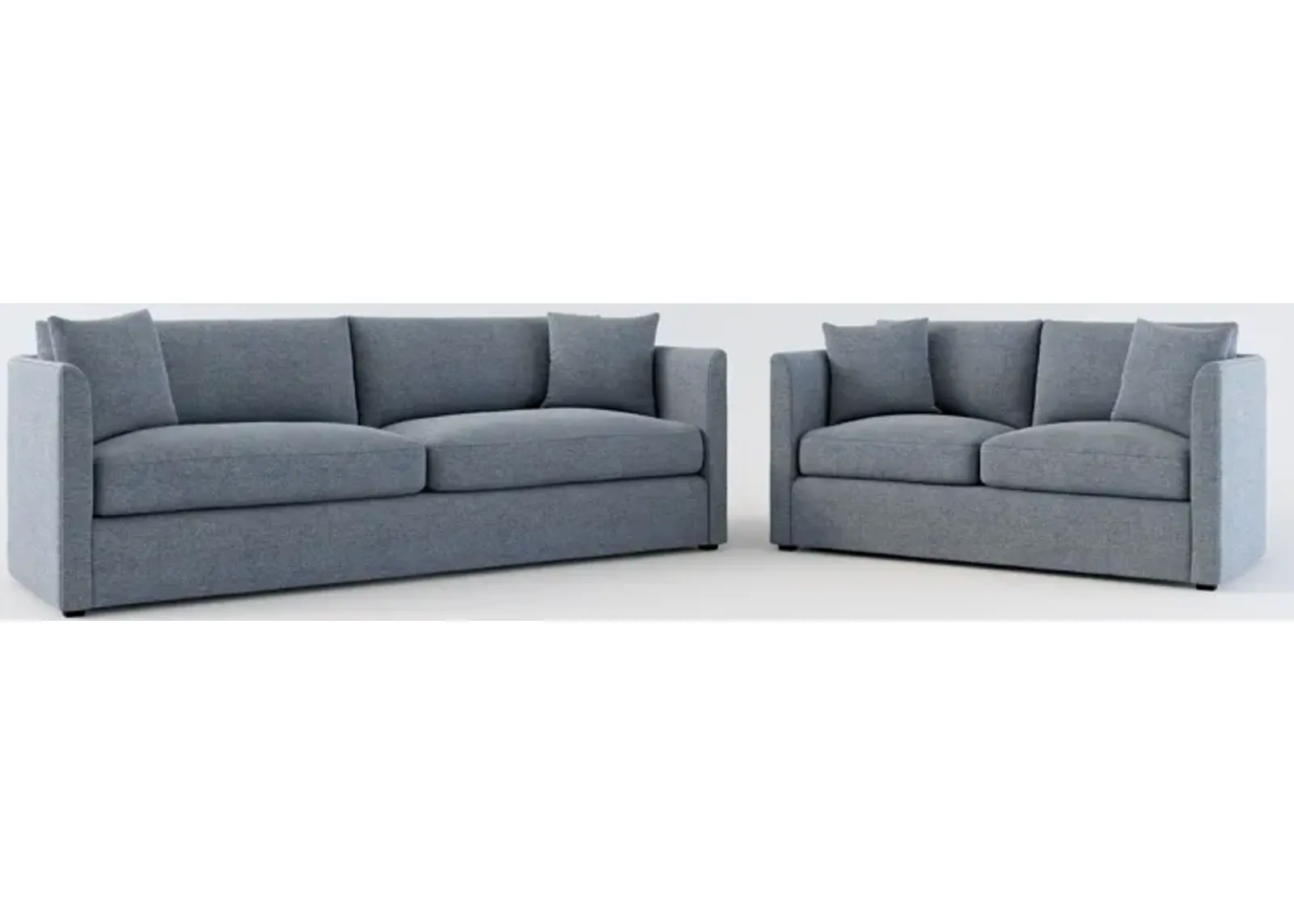 Benji Foam Comfort Sofa and Loveseat Set - Bridger Navy