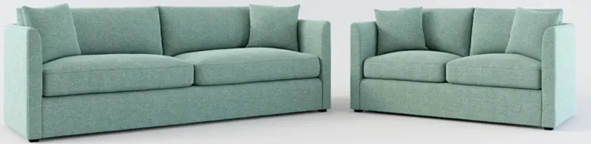 Benji Foam Comfort Sofa and Loveseat Set - Bridger Jade