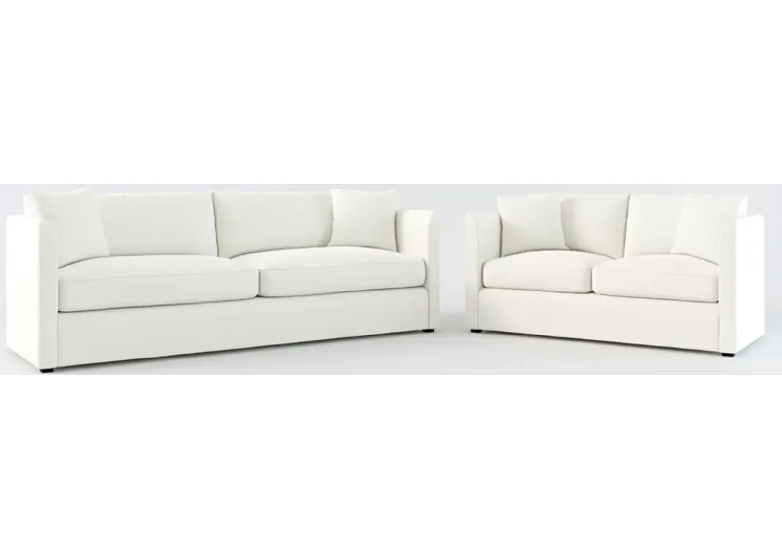 Benji Foam Comfort Sofa and Loveseat Set - Liv Arctic