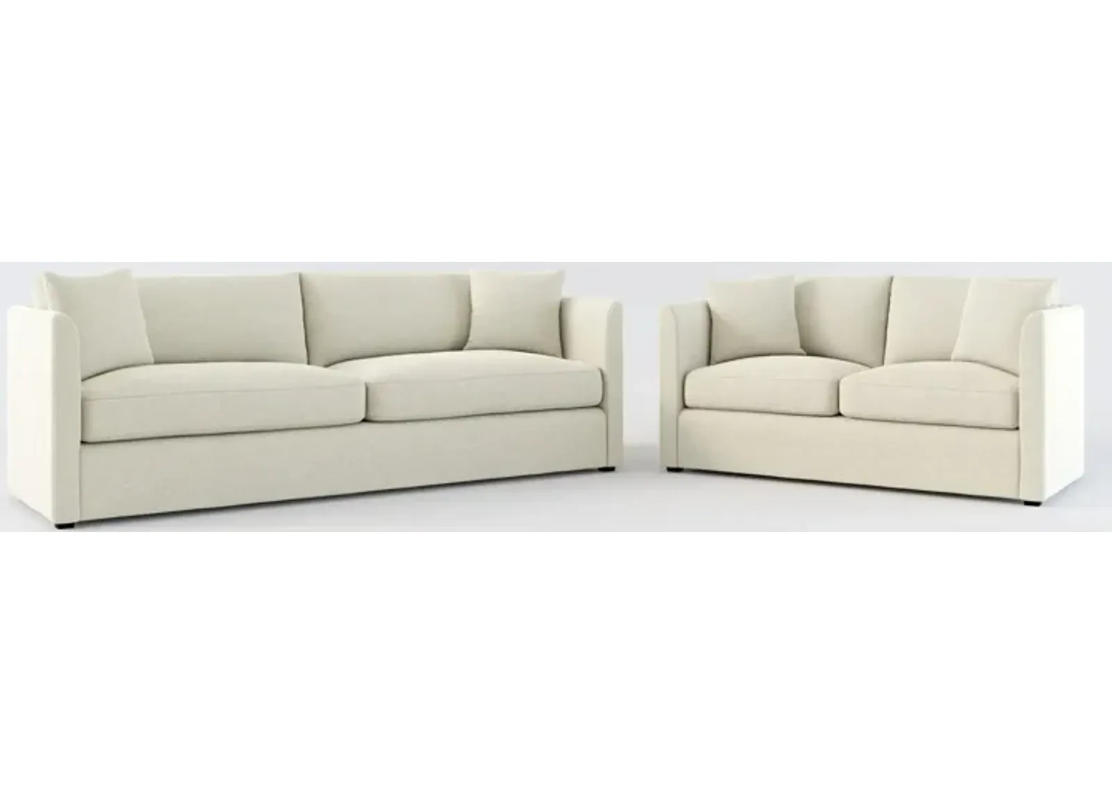 Benji Foam Comfort Sofa and Loveseat Set - Liv Dove