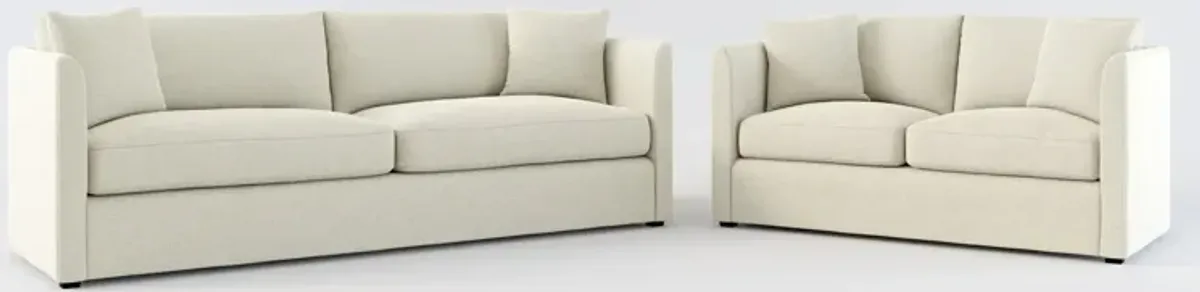 Benji Foam Comfort Sofa and Loveseat Set - Liv Dove