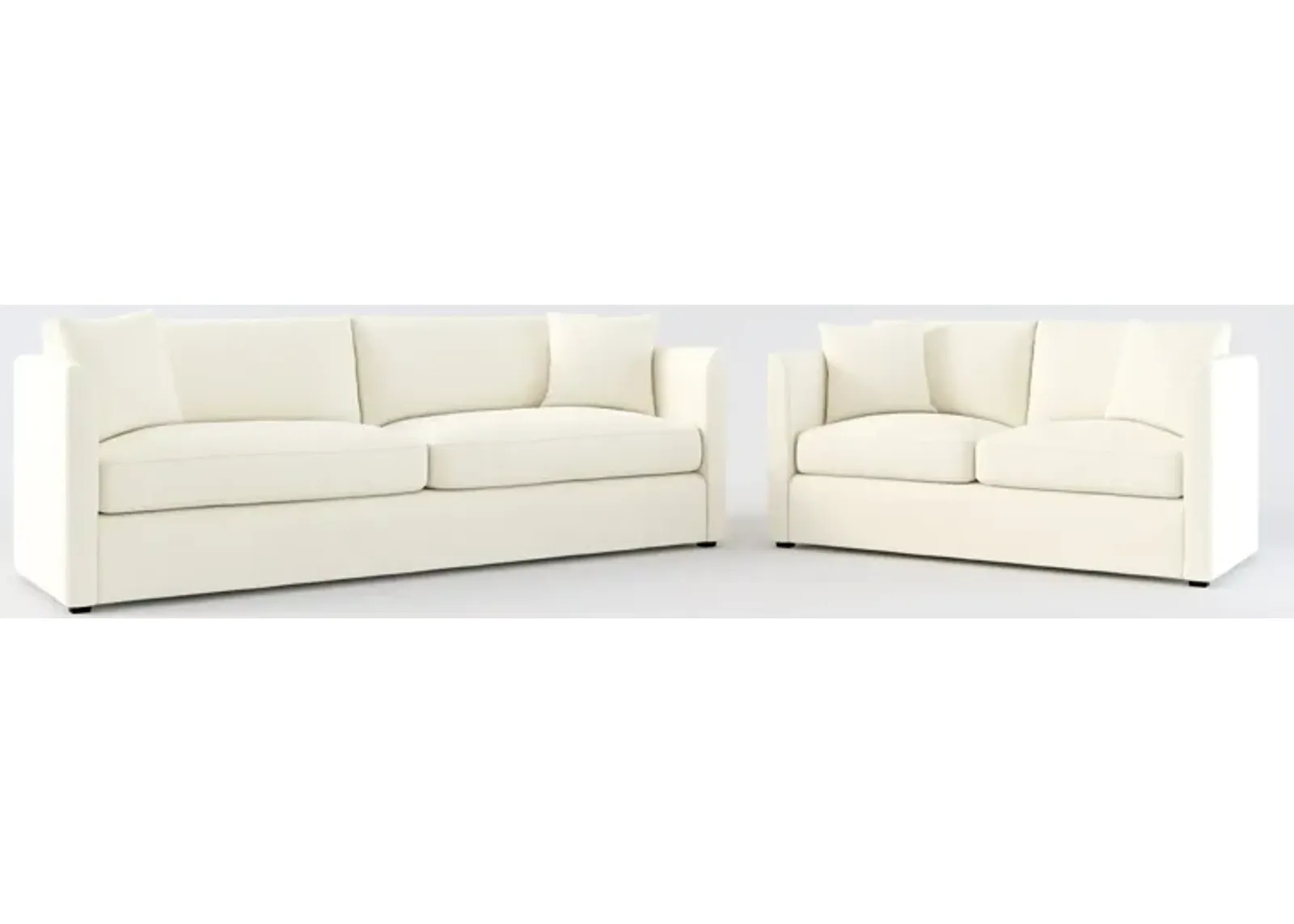 Benji Foam Comfort Sofa and Loveseat Set - Fincher Ivory