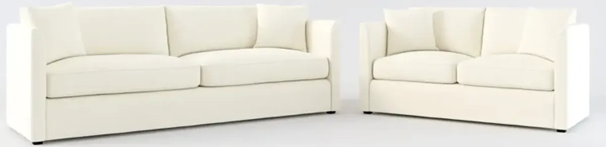 Benji Foam Comfort Sofa and Loveseat Set - Fincher Ivory