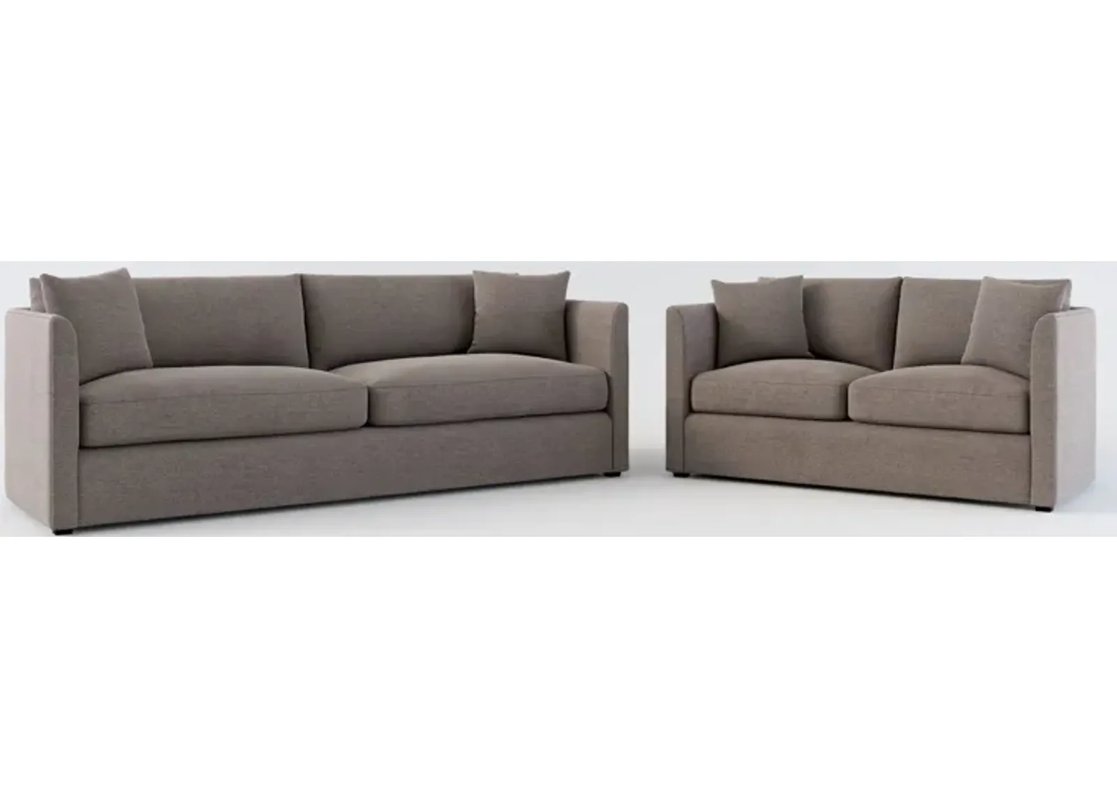 Benji Foam Comfort Sofa and Loveseat Set - Presidio Steel