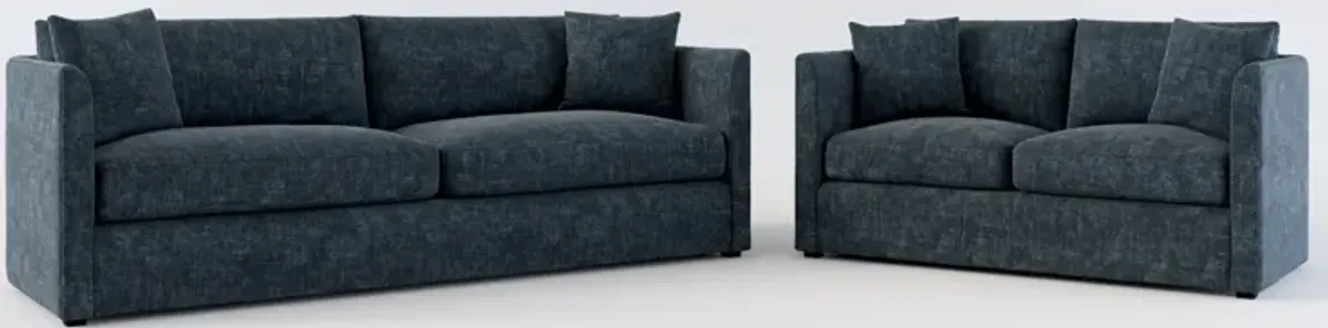 Benji Foam Comfort Sofa and Loveseat Set - Argo Navy