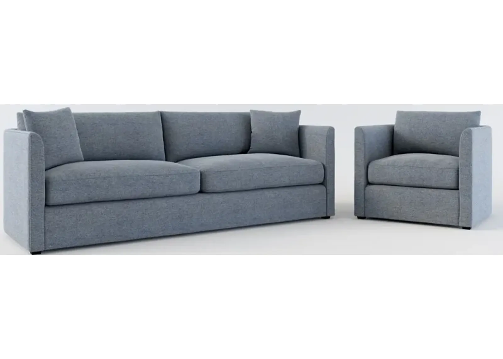 Benji Foam Comfort Sofa and Chair Set - Bridger Navy