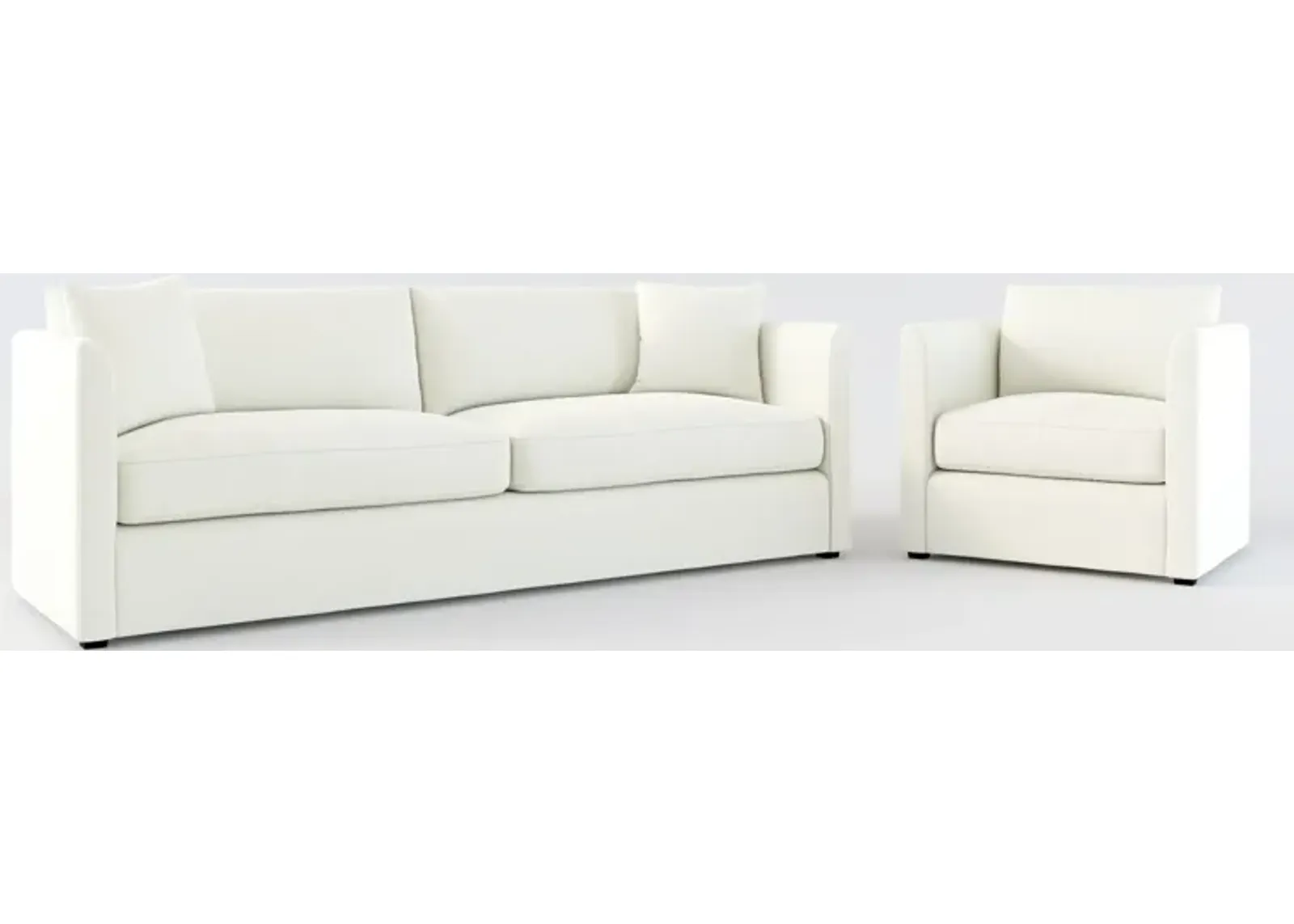 Benji Foam Comfort Sofa and Chair Set - Liv Arctic