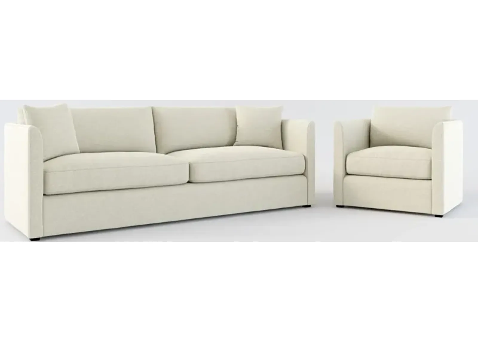 Benji Foam Comfort Sofa and Chair Set - Liv Dove