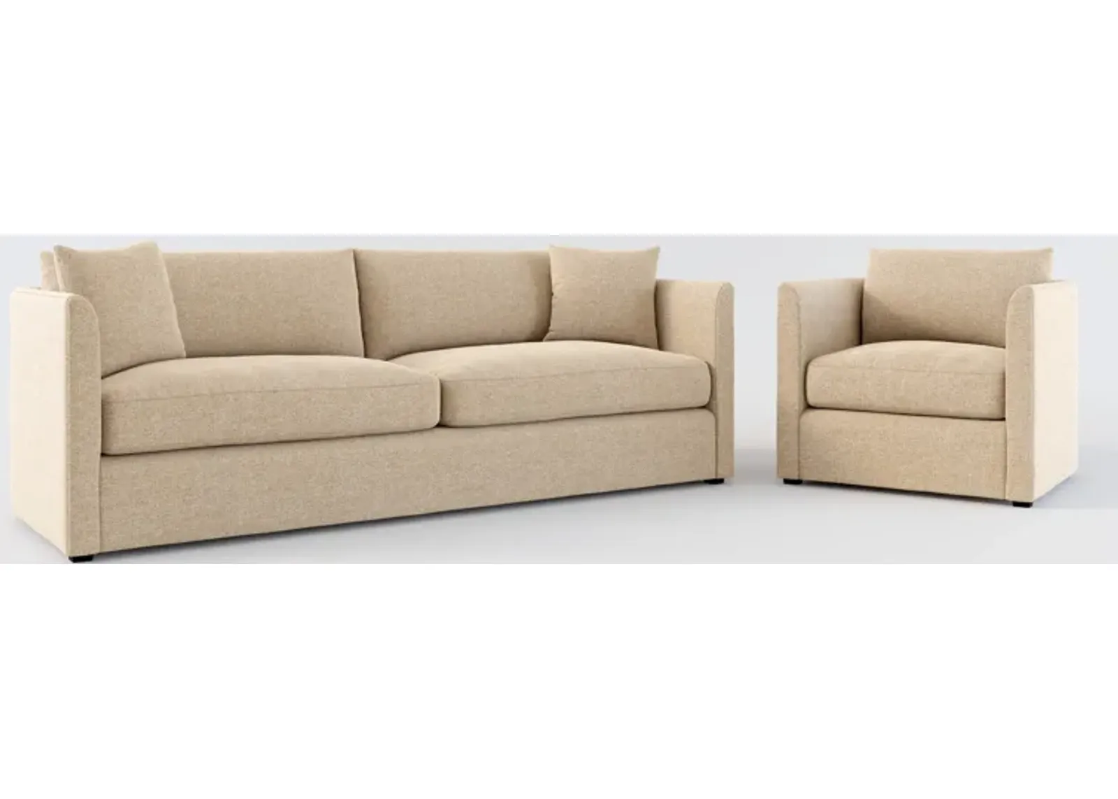 Benji Foam Comfort Sofa and Chair Set - Liv Wicker