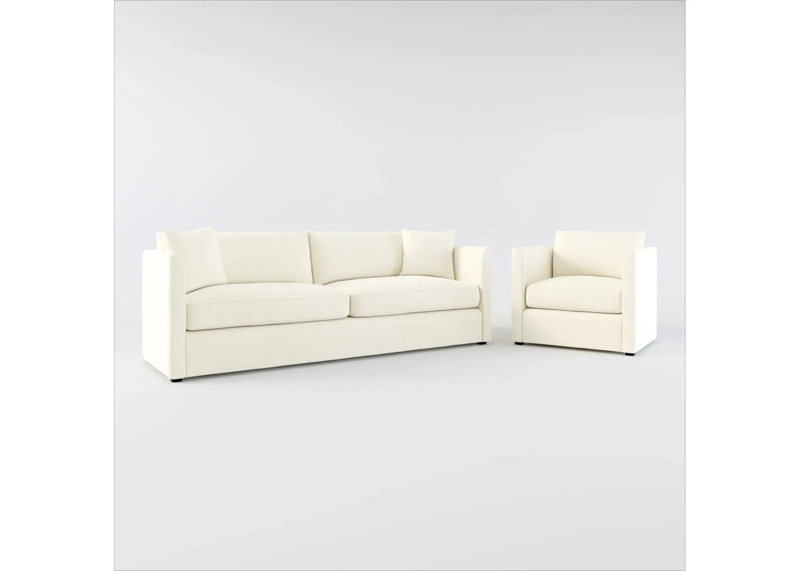 Benji Foam Comfort Sofa and Chair Set - Fincher Ivory