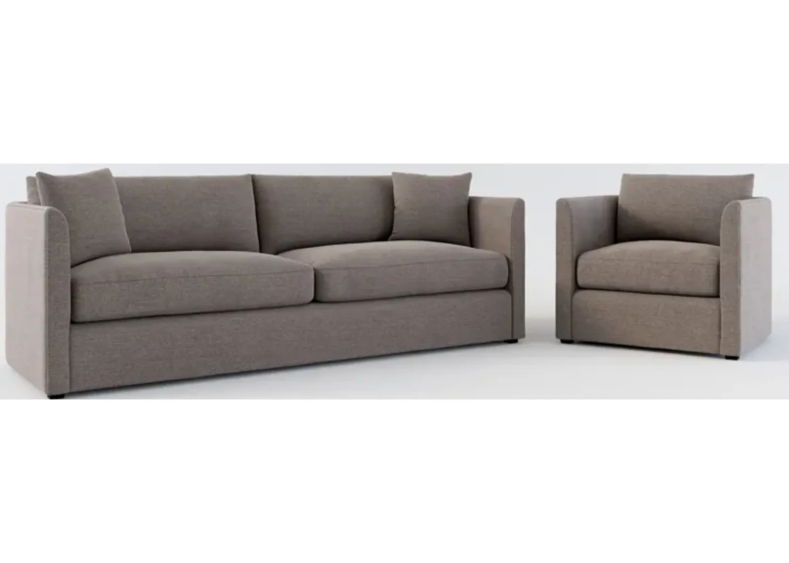 Benji Foam Comfort Sofa and Chair Set - Presidio Steel