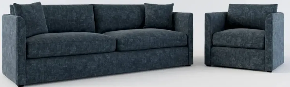 Benji Foam Comfort Sofa and Chair Set - Argo Navy