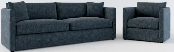 Benji Foam Comfort Sofa and Chair Set - Argo Navy