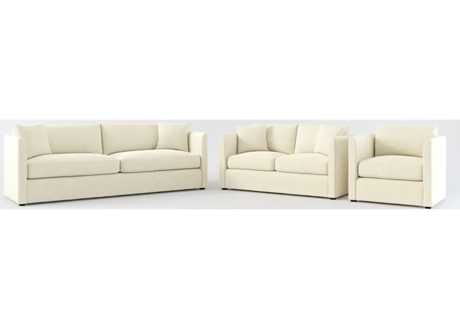 Benji Foam Comfort Sofa, Loveseat and Chair Set - Bridger Shell