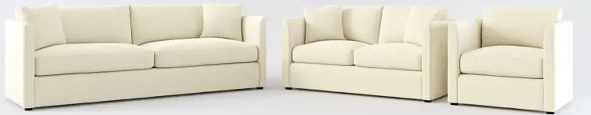 Benji Foam Comfort Sofa, Loveseat and Chair Set - Bridger Shell