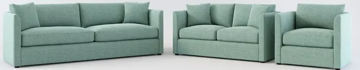 Benji Foam Comfort Sofa, Loveseat and Chair Set - Bridger Jade