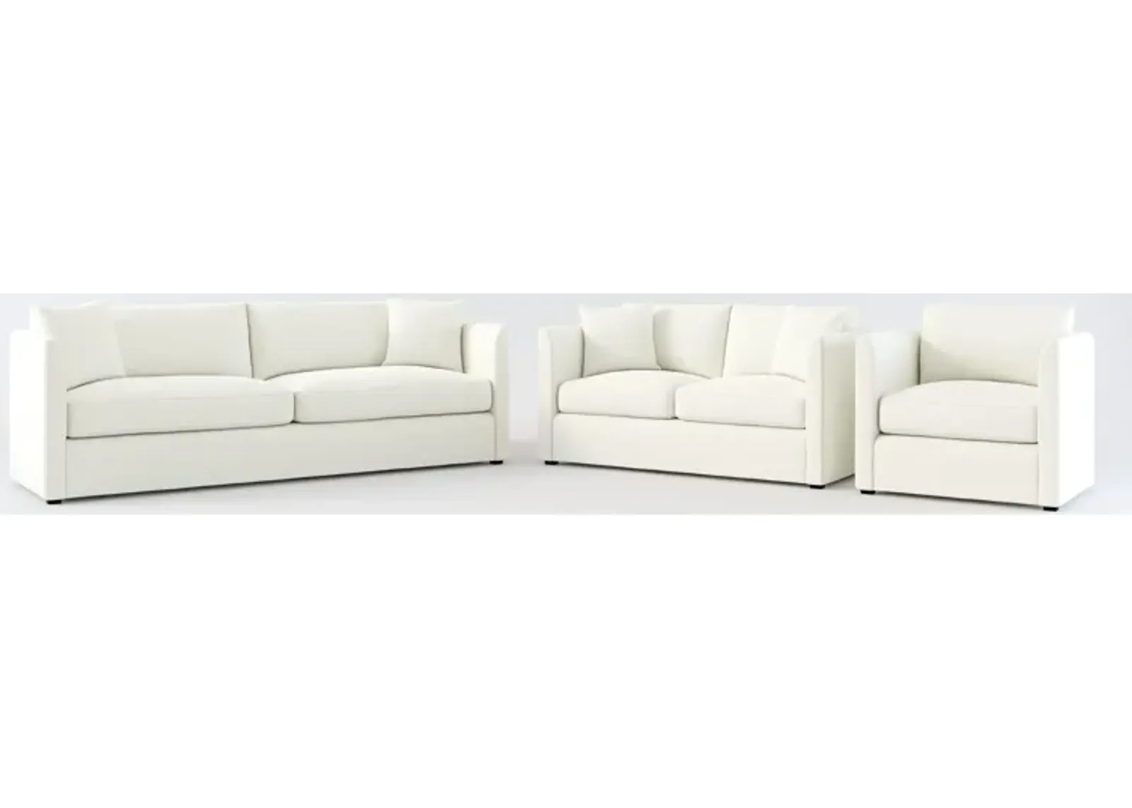 Benji Foam Comfort Sofa, Loveseat and Chair Set - Liv Arctic