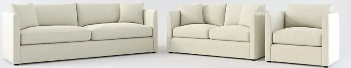 Benji Foam Comfort Sofa, Loveseat and Chair Set - Liv Dove