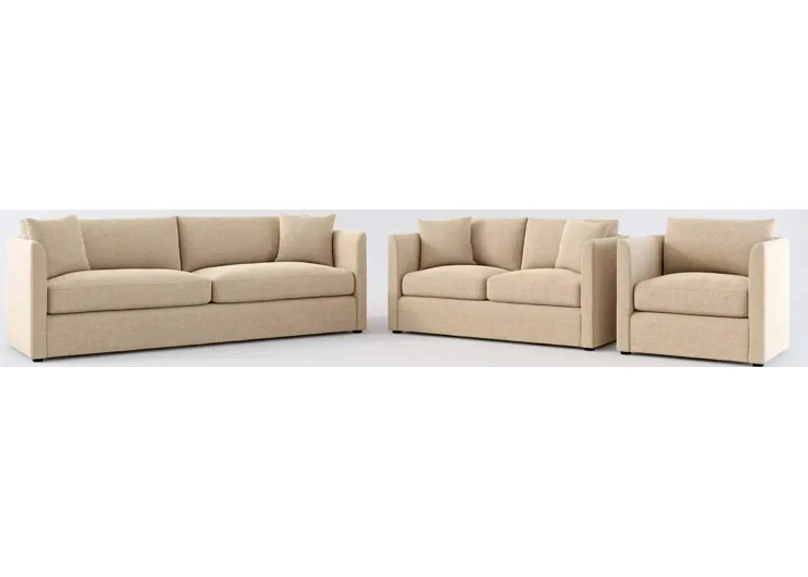 Benji Foam Comfort Sofa, Loveseat and Chair Set - Liv Wicker