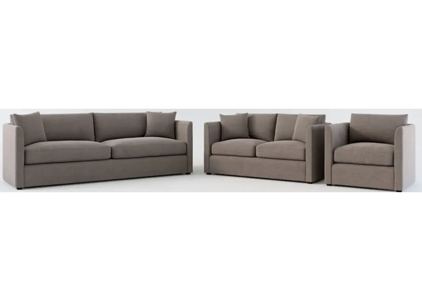 Benji Foam Comfort Sofa, Loveseat and Chair Set - Presidio Steel