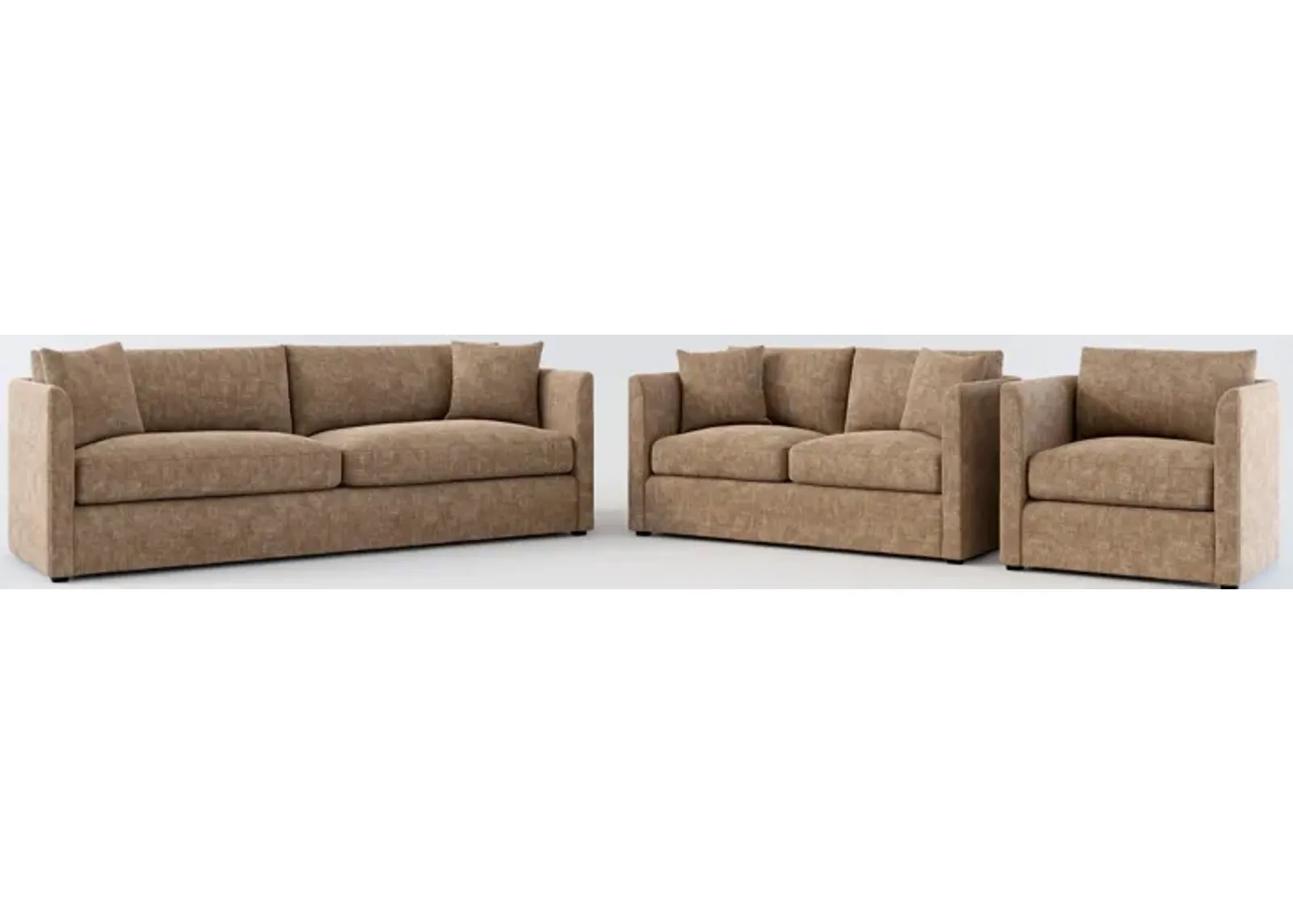 Benji Foam Comfort Sofa, Loveseat and Chair Set - Argo Java